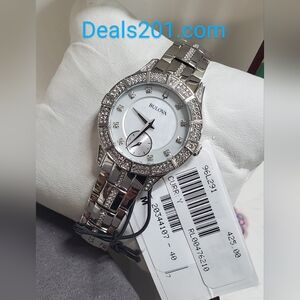 New Ladies Bulova Stainless steel with Crystal $425